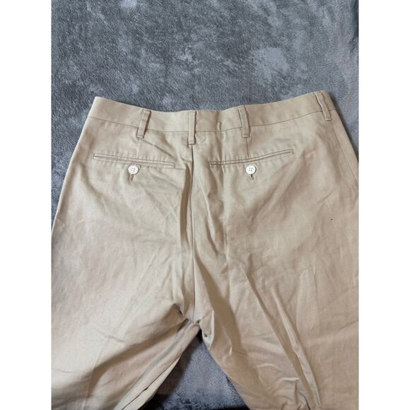 Bonobos Size 33 Linen Cotton Men‎ Pants Tan Khaki 31” Inseam Belt Formal Preppy - Picture 7 of 12